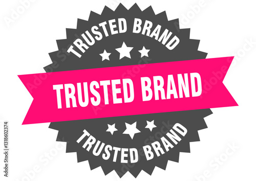 trusted brand. trusted brand round pink label isolated on transparent background