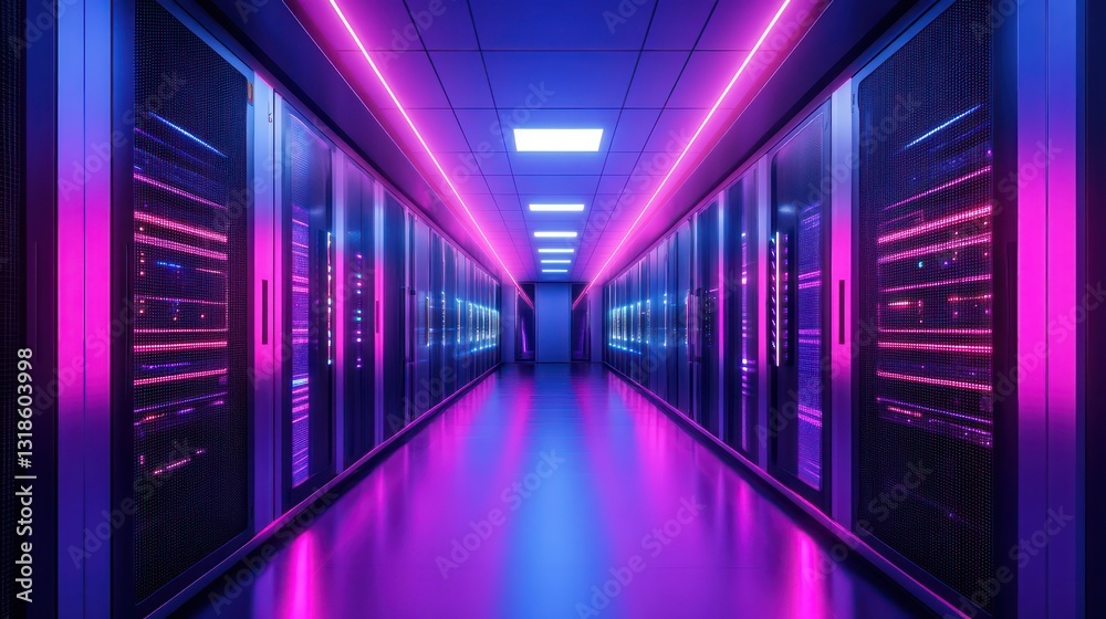 Neon-lit Server Room: A Digital Heartbeat Neon-lit Server Room: A Digital Heartbeat