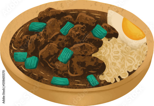 Indonesian street food culinary named rawon. streetfood vector illustration. indonesian food hand drawn illustration