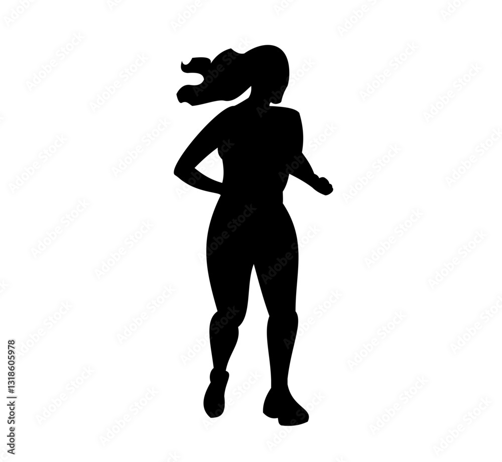 Running men and women, vector set of isolated silhouettes Running men and women, vector set of isolated silhouettes