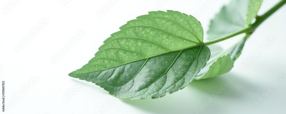 Delicate leaf with veins isolated on white background, nature, monochrome Delicate leaf with veins isolated on white background, nature, monochrome