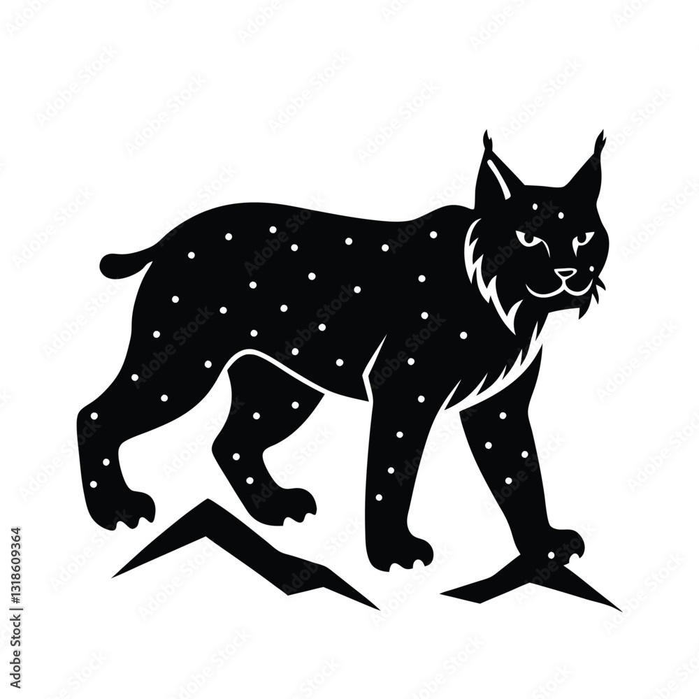 Obraz premium lynx walking vector Silhouettes illustration