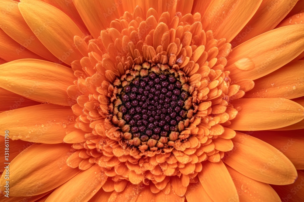 Close-up of Vibrant Orange Gerbera Daisy Flower with Water Droplets Close-up of Vibrant Orange Gerbera Daisy Flower with Water Droplets