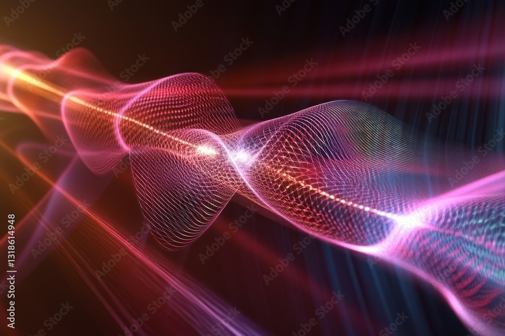 Fototapeta premium Colorful abstract wave patterns creating dynamic visual effects in dark space