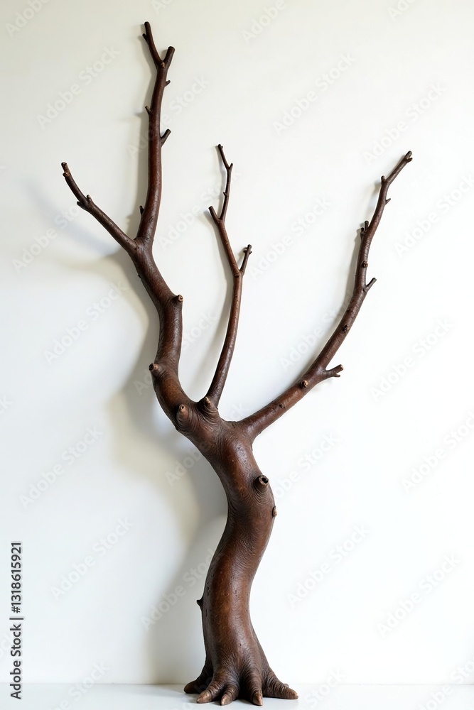 Fototapeta premium Twisted and turned tree branches against white background, unique, rustic, turned
