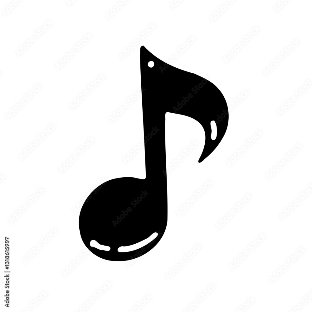 Eighth Note Doodle Style Isolated On White Eighth Note Doodle Style Isolated On White