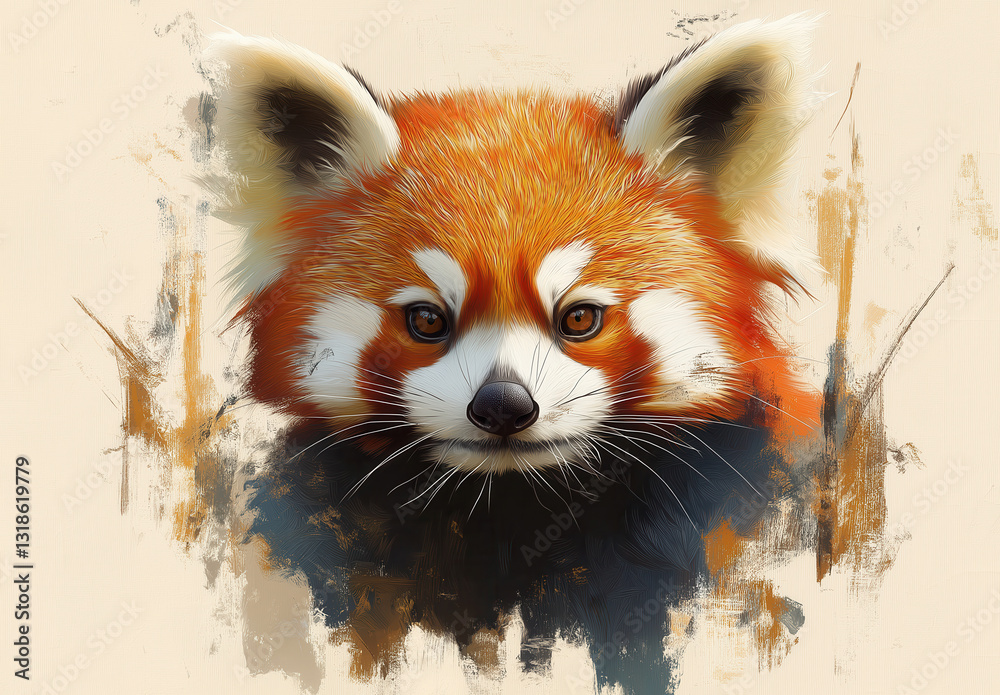 Fototapeta premium Red panda close-up on abstract background.