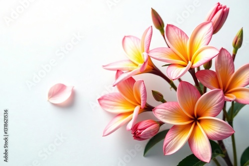 Exquisite flowers in full bloom on white background, nature photography, botanical, blooms