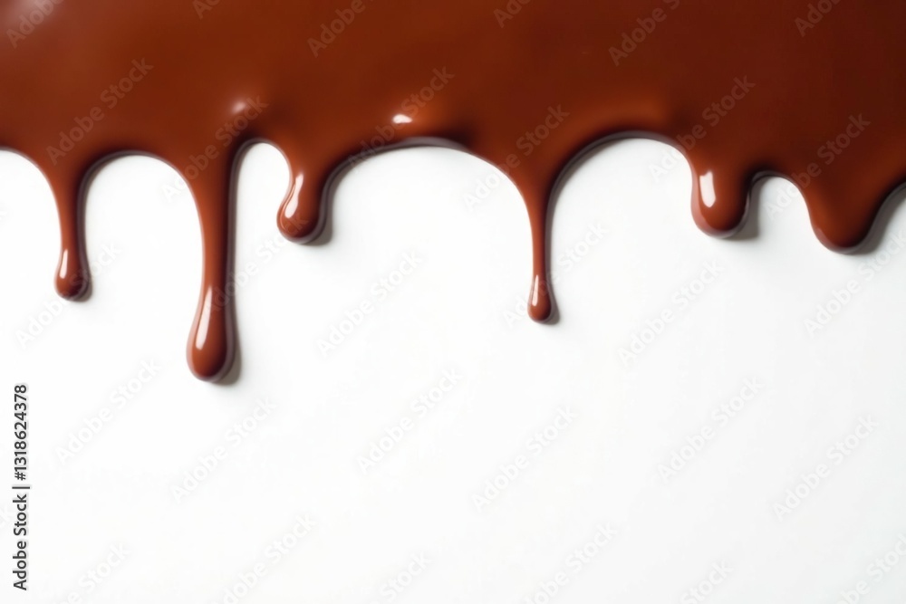 Creamy chocolate sauce drizzle over white background, smooth, chocolate Creamy chocolate sauce drizzle over white background, smooth, chocolate