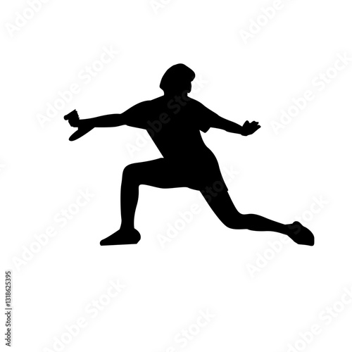 set of black various poses badminton players