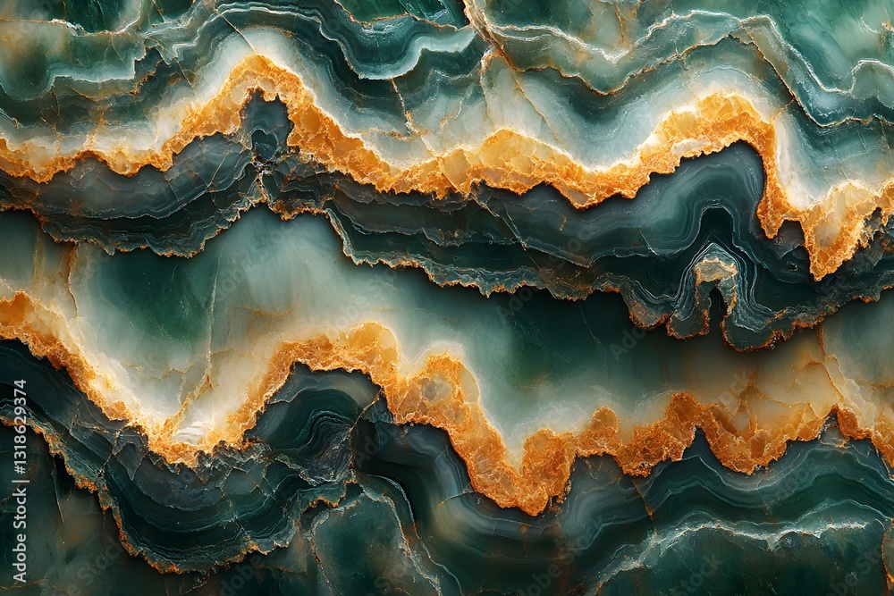 Fototapeta premium Abstract Green and Orange Marble Texture for Print and Design