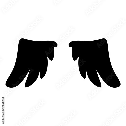 Wing icon. Black wing icon. Bird wing, angel wing element. Vector illustration