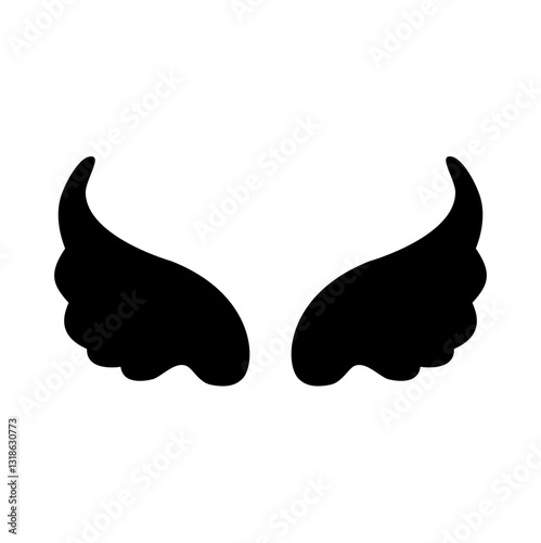 Wing icon. Black wing icon. Bird wing, angel wing element. Vector illustration