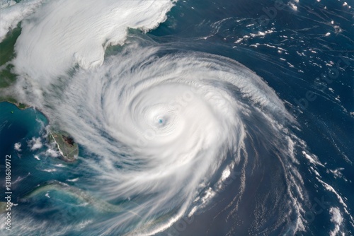 Hurricane swirling over the ocean