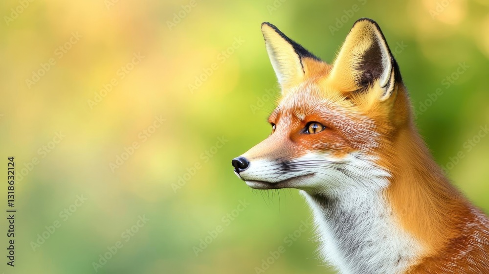 Fototapeta premium Photorealistic side profile of a fox, blurred background, highresolution photography, extremely detailed