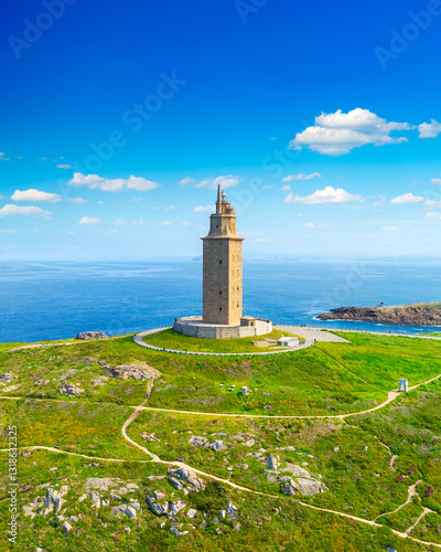 Obraz na płótnie View of the Tower of Hercules, A Coruna, Galicia, Spain w salonie