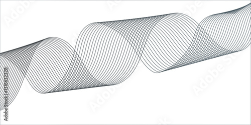 Abstract Grey flowing wave curved lines, social network communication, technology curve line background.Modern template abstract design flowing particles wave digital frequency track equalizer. 