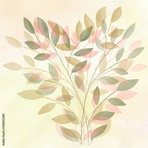 Abstract watercolor painting of delicate floral illustration on a soft tone color background.