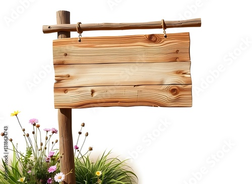 Rustic Wooden Sign with Flowers