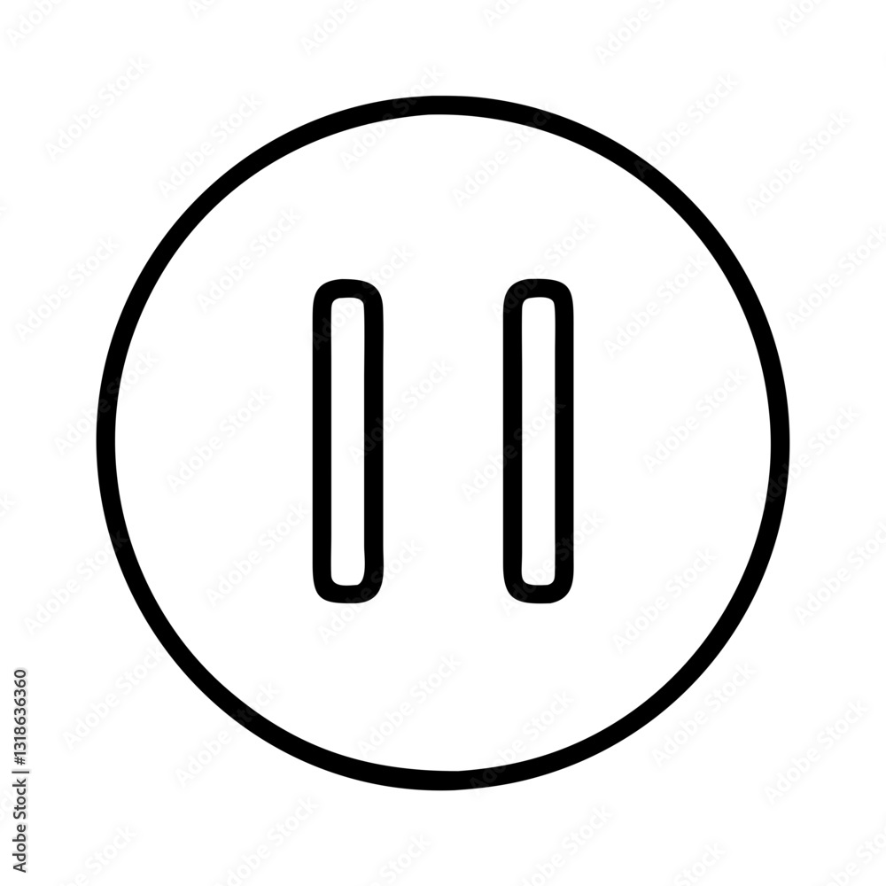 pause button icon, pause button line art - simple line art of pause button, perfect for pause button logos and icons pause button icon, pause button line art - simple line art of pause button, perfect for pause button logos and icons