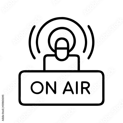 on air icon, on air line art - simple line art of on air, perfect for on air logos and icons