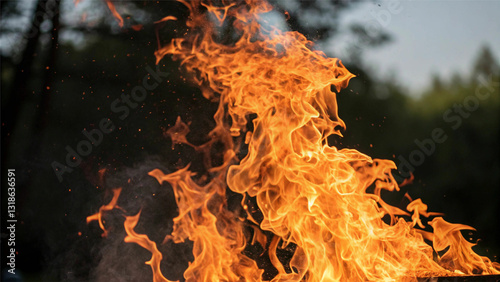 fire in the fireplace