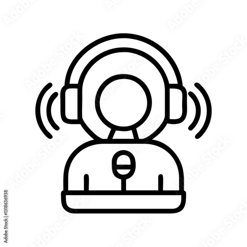 podcast host icon, podcast host line art - simple line art of podcast host, perfect for podcast host logos and icons