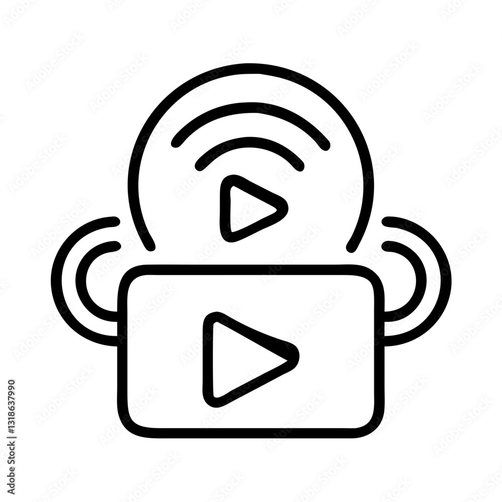 streaming icon, streaming line art - simple line art of streaming, perfect for streaming logos and icons streaming icon, streaming line art - simple line art of streaming, perfect for streaming logos and icons