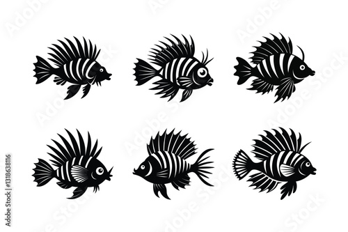 Softglow Lionfish silhouette vector illustration