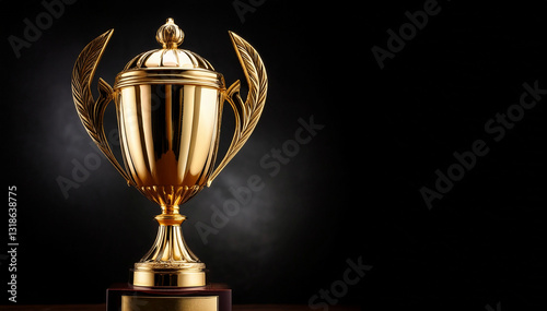trophée du vainqueur isolé sur un fond noir photo