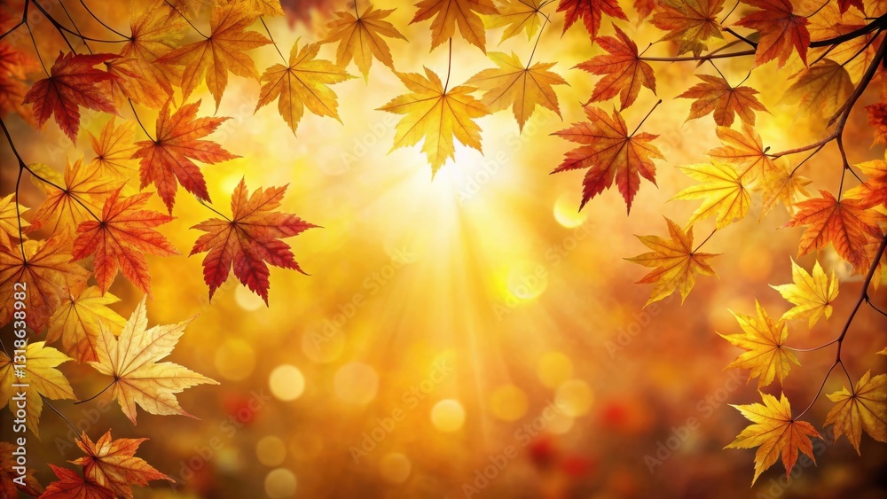 Autumn leaves frame a warm sunlit background, showcasing the vibrant beauty of nature's changing season. Autumn leaves frame a warm sunlit background, showcasing the vibrant beauty of nature's changing season.