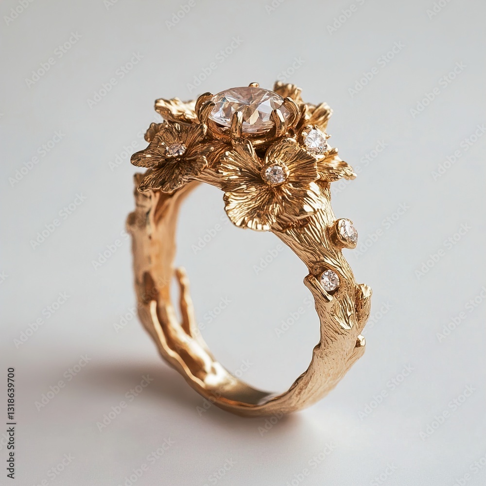Gold Floral Diamond Ring: Elegant & Unique Jewelry Gold Floral Diamond Ring: Elegant & Unique Jewelry