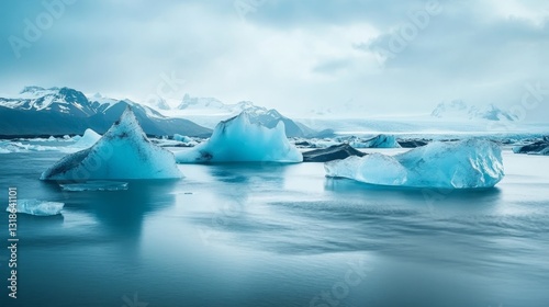 Experience the stunning majesty of iceland s glaciers  a realistic showcase of rugged nordic beauty photo