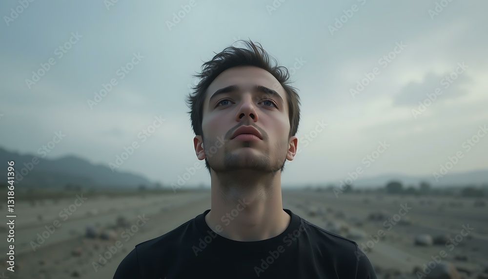 Young Man Contemplating Outdoors: Hope, Dreams, and the Future Young Man Contemplating Outdoors: Hope, Dreams, and the Future