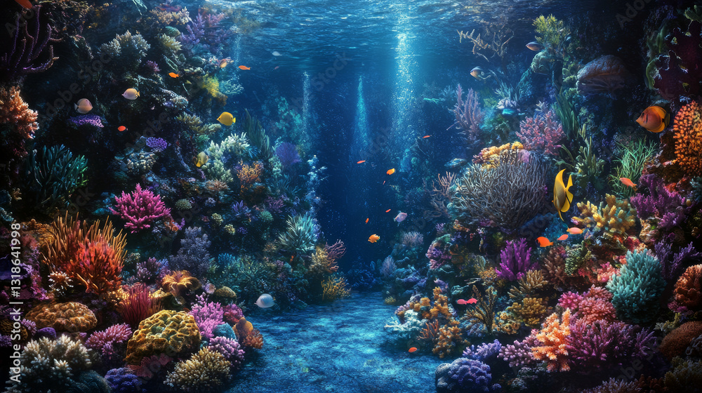 Fototapeta premium Vibrant underwater coral reef ecosystem with diverse marine life