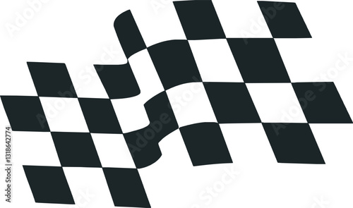 Editable flapping Black and white Racing checkered flag vector design.eps