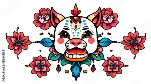 Vibrant, symbolic traditional tattoo art print background template-gigapixel-standard v2-6x