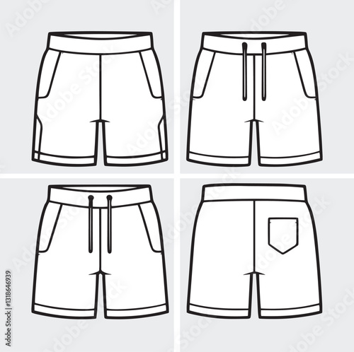 Technical Drawing Set of Sweatshirts with Front and Back Views - Men, Woman, Unisex Hoody CAD Mockups, Streetwear Sweatshirt Collections