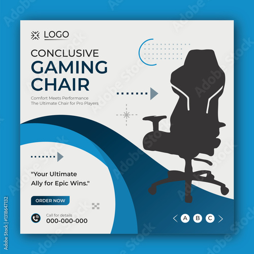 Gaming chair or furniture product service social media post banner template design