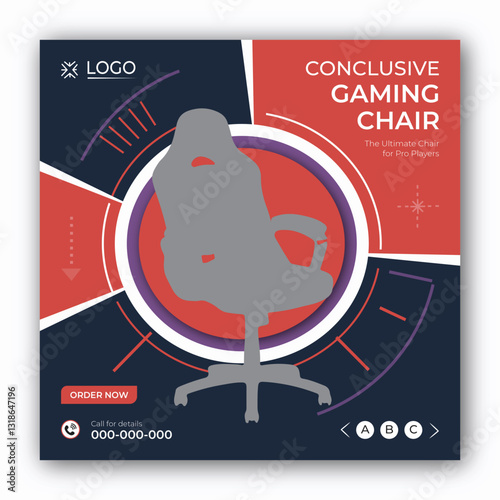 Gaming chair or furniture product service social media post banner template design