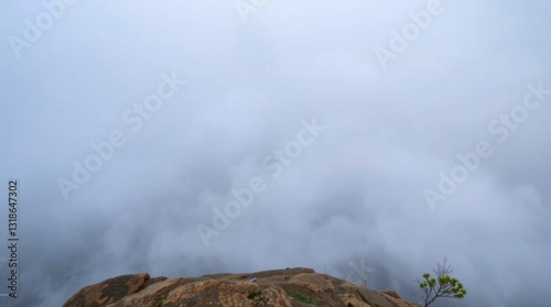 A high-angle perspective background template showing thick foggy surroundings, low visibility