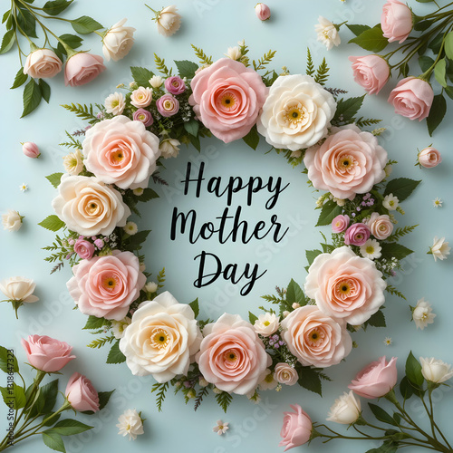 Happy Mothers Day Rose Wreath Image