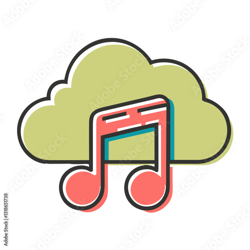 Music notes under a cloud illustration