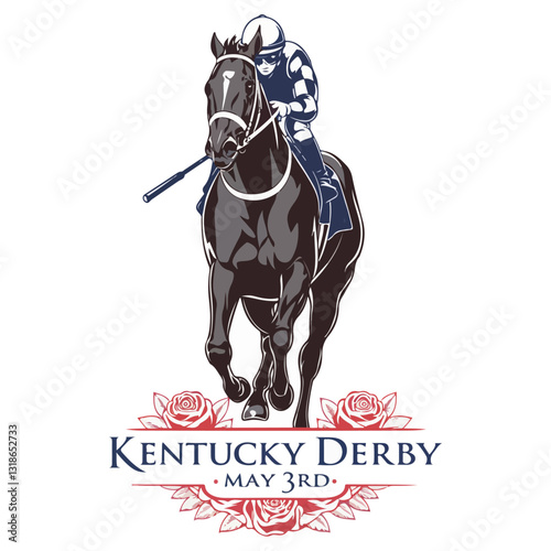 Energetic Kentucky Derby Racehorse Logo