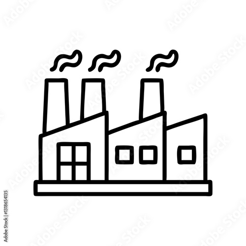 factory with chimneys icon, factory with chimneys line art - simple line art of factory with chimneys, perfect for factory with chimneys logos and icons