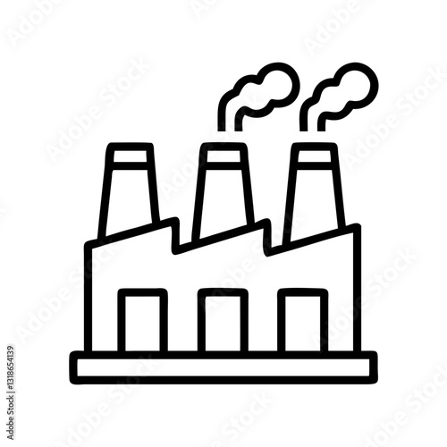 factory with chimneys icon, factory with chimneys line art - simple line art of factory with chimneys, perfect for factory with chimneys logos and icons