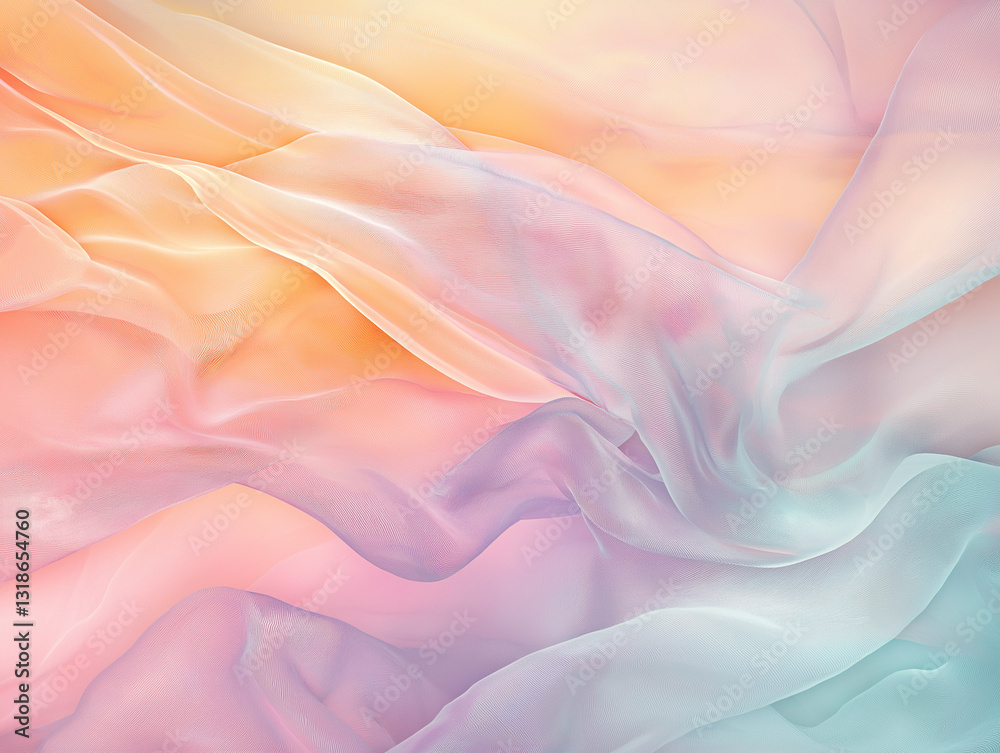 Pastel abstract background of resemble sheer fabric or soft ribbons gently cascading. These wispy forms create a sense of fluidity and movement. Pastel abstract background of resemble sheer fabric or soft ribbons gently cascading. These wispy forms create a sense of fluidity and movement.
