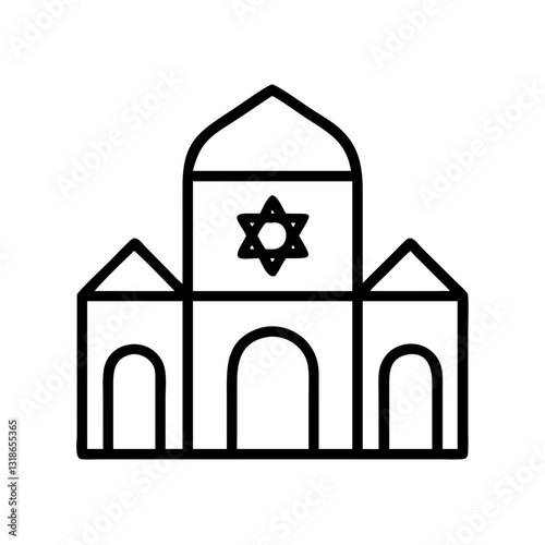 synagogue icon, synagogue line art - simple line art of synagogue, perfect for synagogue logos and icons