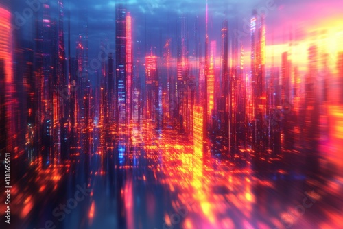 Wallpaper Mural Vibrant neon cityscape at dusk with glowing skyscrapers and dynamic lights Torontodigital.ca