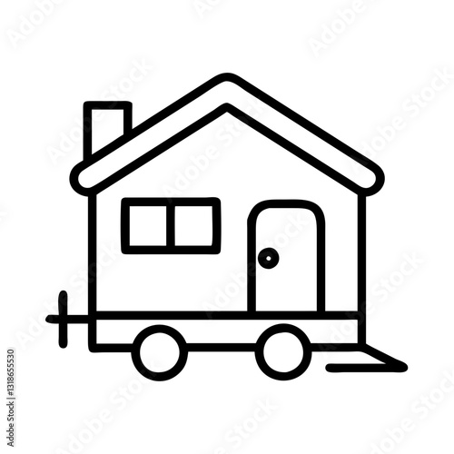 tiny home icon, tiny home line art - simple line art of tiny home, perfect for tiny home logos and icons